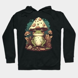 Cottagecore aesthetic frog on Mushroom Hoodie